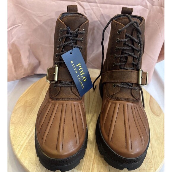 Polo Ralph Lauren Oslo Buckle Waterproof Lace Leather Boots Brown Men’s 8D NEW main image 7